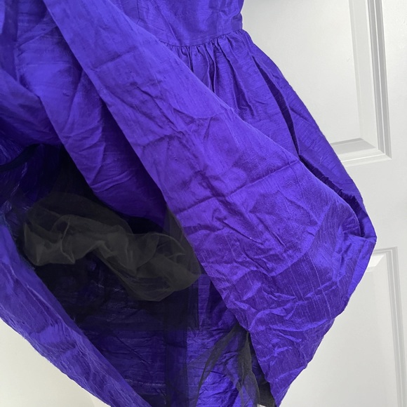 Vintage Jessica McClintock purple silk formal short sleeve midi dress - Picture 5 of 5